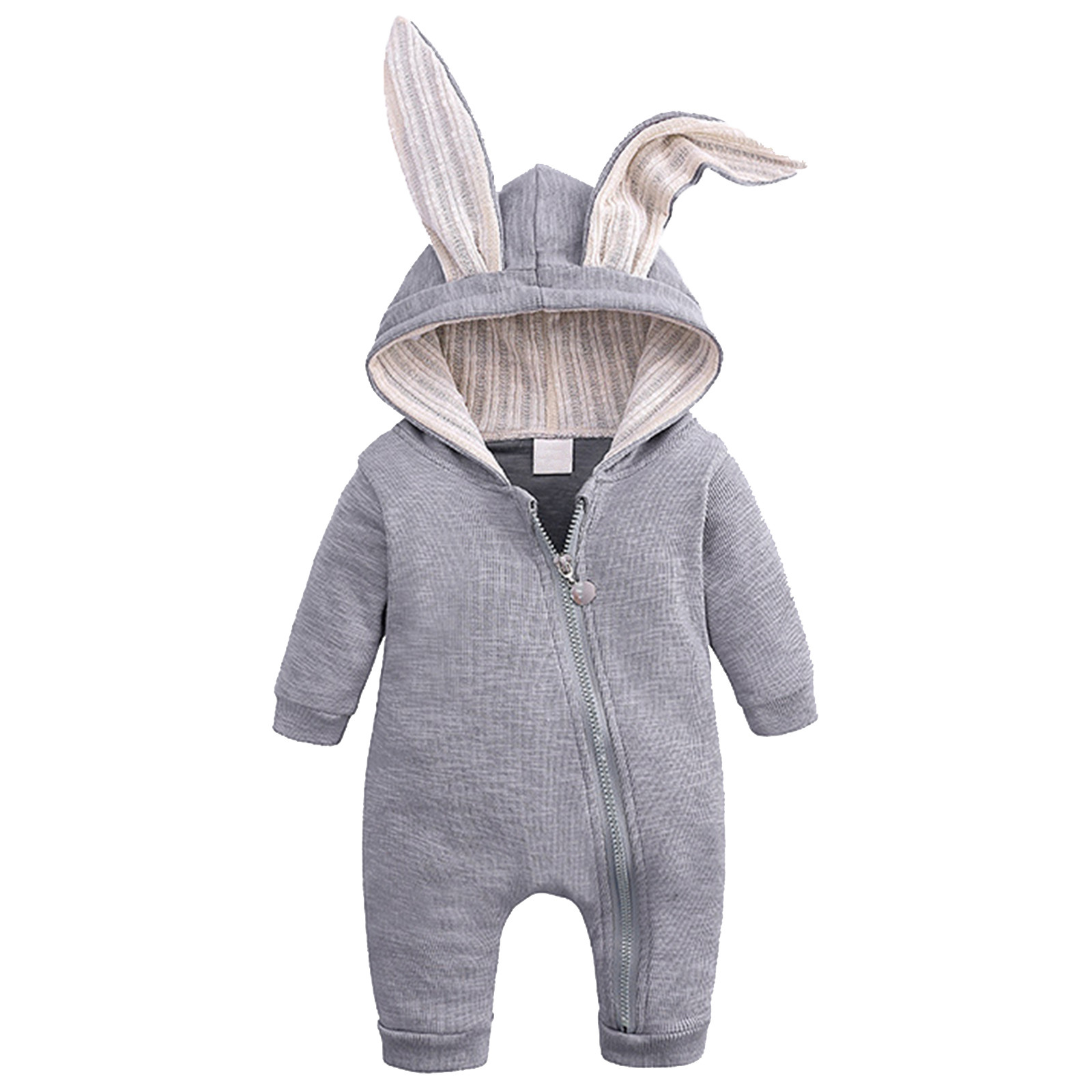 Aayomet Long Sleeve Bodysuit Baby Boy Organic Cotton Baby Boy Girl Zip up Sleep N Play, Footless, Long/Short Sleeve,Gray 3-6 Months